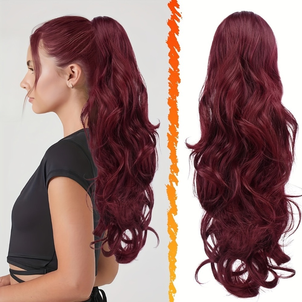 NWT Elegant Burgundy Ponytail Hair Extensions - Picture 2 of 5